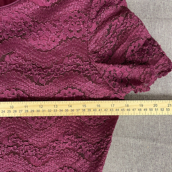 Vintage 90s Filigree Ltd Collection Burgundy Lace Overlay Dress Formal Wedding - Picture 9 of 10